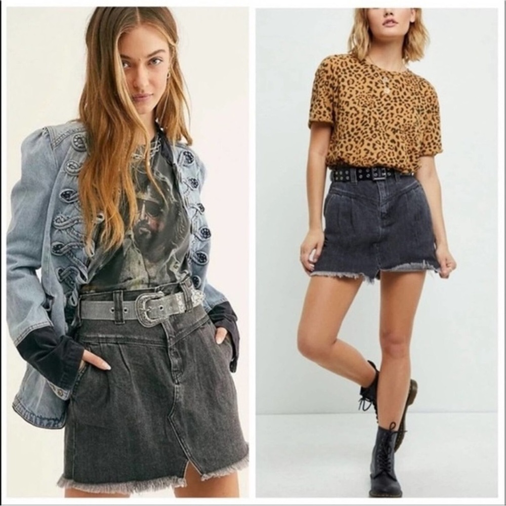 We The Free Side Car Denim Mini Skirt